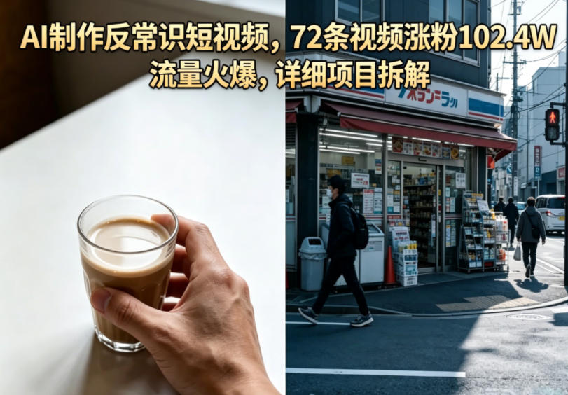 AI制作反常识短视频，72条视频涨粉102.4W，流量火爆，详细项目拆解-shxbox省心宝盒