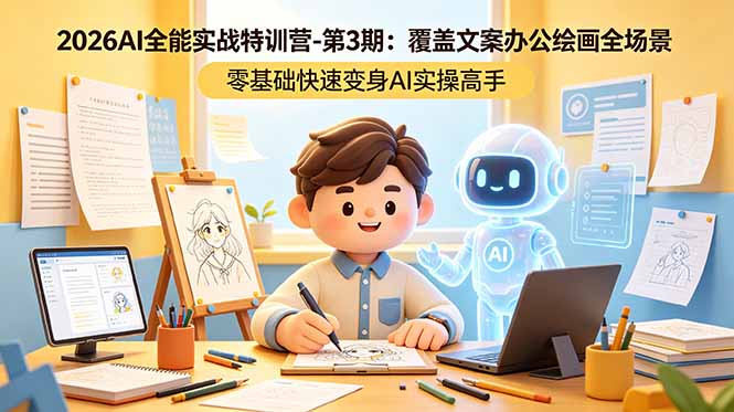 2026AI全能实战特训营-第3期：覆盖文案办公绘画全场景 零基础快速变身AI实操高手-shxbox省心宝盒