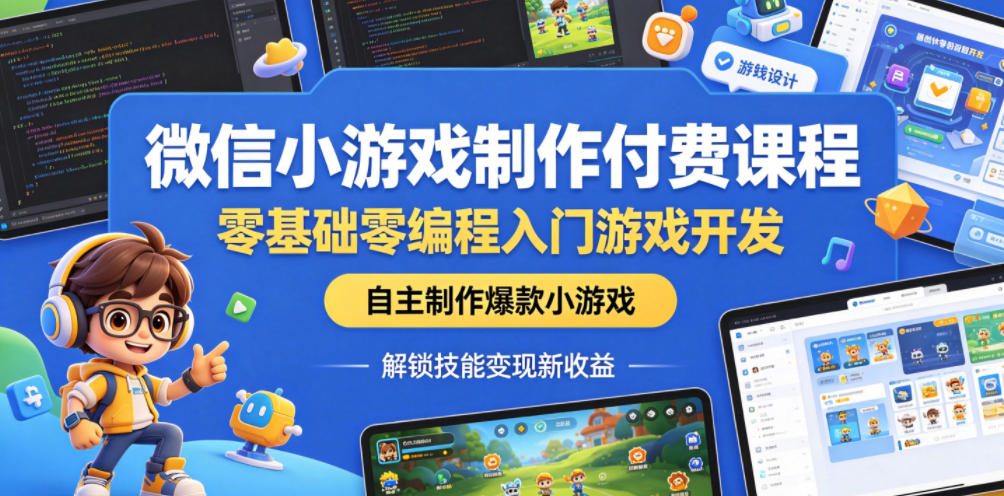 微信小游戏制作付费课程，零基础零编程入门游戏开发，自主制作爆款小游戏，解锁技能变现新收益-shxbox省心宝盒