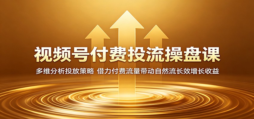 视频号付费投流操盘课：多维分析投放策略，借力付费流量带动自然流长效增长收益-shxbox省心宝盒