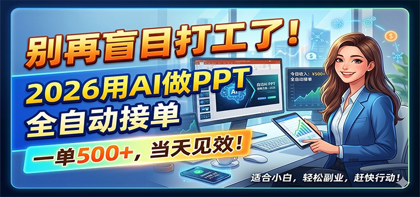 别再盲目打工了！2026用AI做PPT全自动接单，一单5张+，当天见效！-shxbox省心宝盒