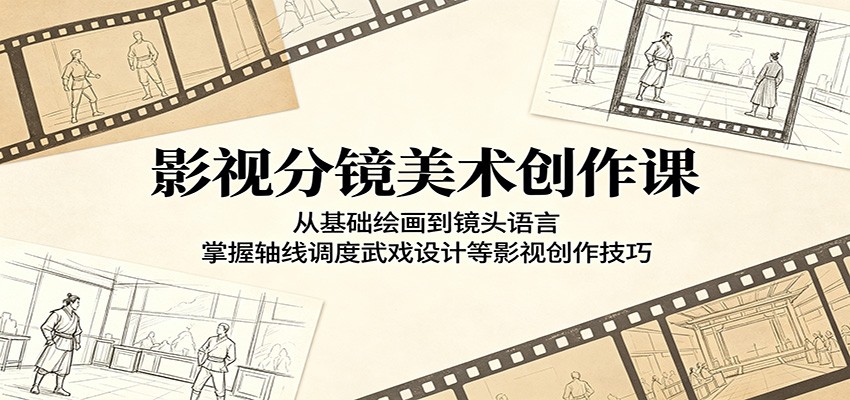 影视分镜美术创作课：从基础绘画到镜头语言，掌握轴线调度武戏设计等影视创作技巧-shxbox省心宝盒