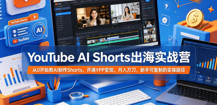 YouTube AI Shorts出海实战营，从0开始教AI制作Shorts，开通YPP变现，月入万刀，新手可复制的实操路径-shxbox省心宝盒
