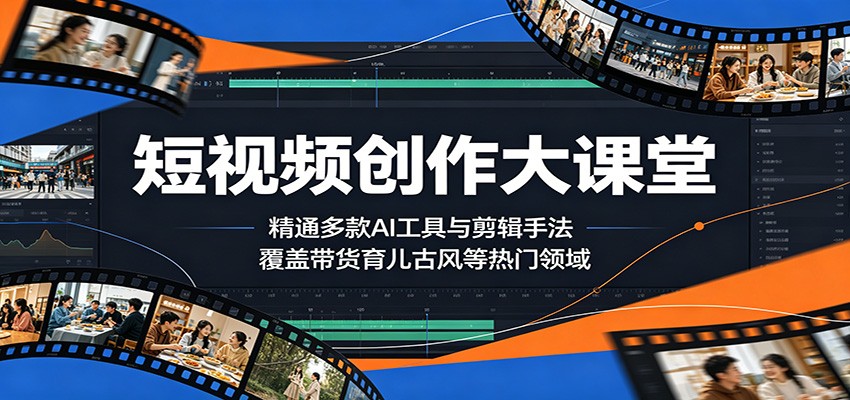 短视频创作大课堂：精通多款AI工具与剪辑手法，覆盖带货、育儿、古风等热门领域-shxbox省心宝盒