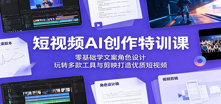 短视频AI创作特训课：零基础学文案角色设计，玩转多款工具与剪映打造优质短视频-shxbox省心宝盒