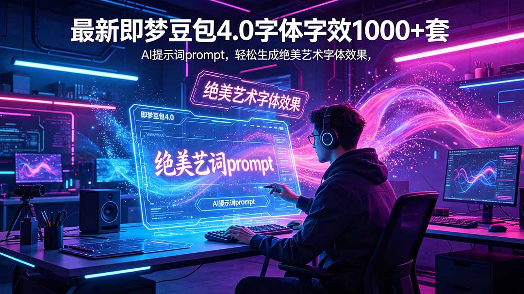 最新即梦豆包4.0字体字效1000+套，AI提示词prompt，轻松生成绝美艺术字体效果-shxbox省心宝盒