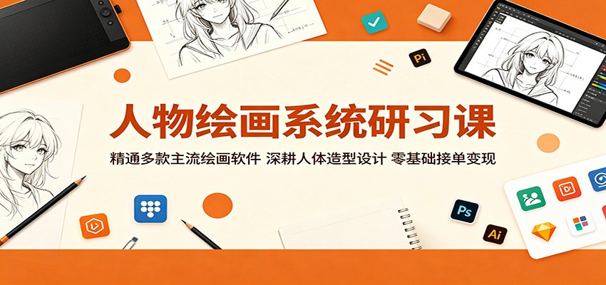 人物绘画系统研习课：精通多款主流绘画软件，深耕人体造型设计，零基础接单变现-shxbox省心宝盒