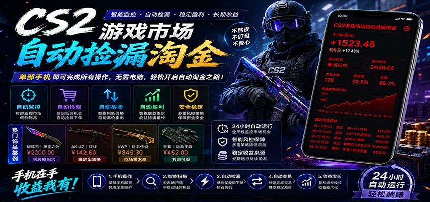 CSGO挂机捡漏项目通过利用游戏饰品交易机制，结合薄凉软件辅助捡漏，实现盈利-shxbox省心宝盒