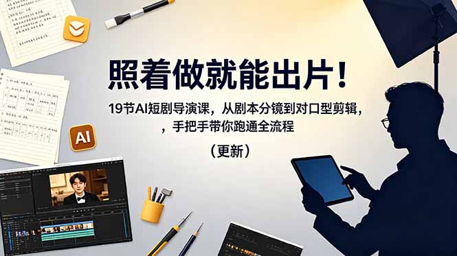照着做就能出片！19节AI短剧导演课，从剧本分镜到对口型剪辑，手把手带你跑通全流程(更新-shxbox省心宝盒