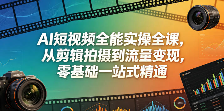 AI短视频全能实操全课，从剪辑拍摄到流量变现，零基础一站式精通-shxbox省心宝盒