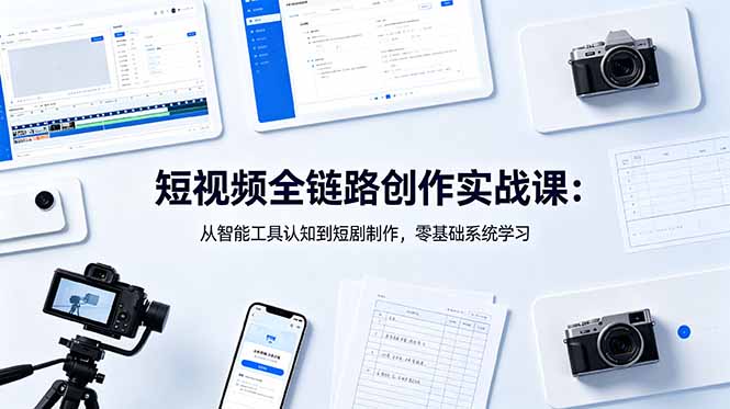 短视频全链路创作实战课：从智能工具认知到短剧制作，零基础系统学习-shxbox省心宝盒