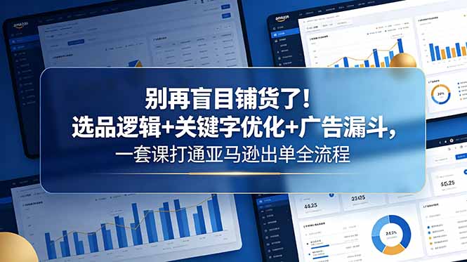 别再盲目铺货了！选品逻辑+关键字优化+广告漏斗，一套课打通亚马逊出单全流程-shxbox省心宝盒