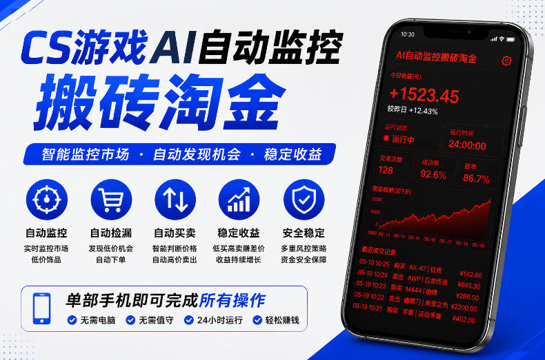 CS游戏AI自动监控搬砖淘金，稳定运行多年，支持任何形式验证，日入300+【揭秘】-shxbox省心宝盒