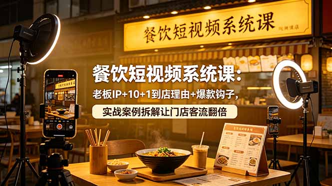 餐饮短视频系统课：老板IP+10+1到店理由+爆款钩子，实战案例拆解让门店客流翻倍-shxbox省心宝盒