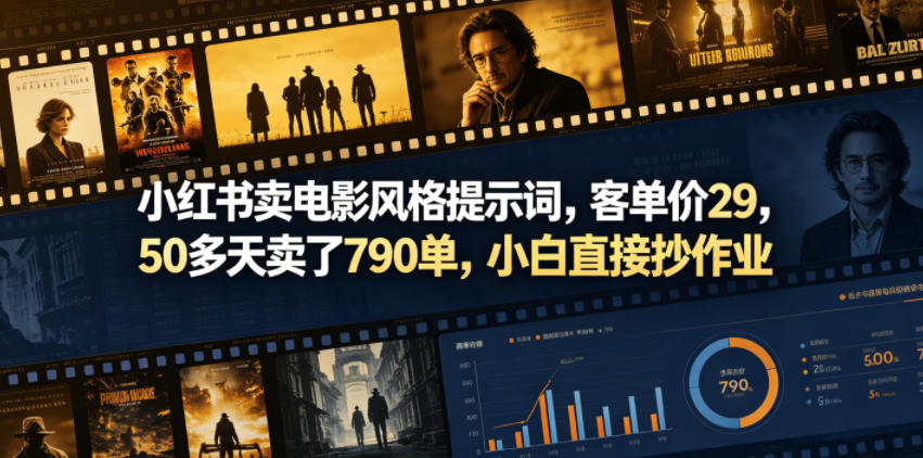 小红书卖电影风格提示词，客单价29，50多天卖了790单，小白直接抄作业！-shxbox省心宝盒