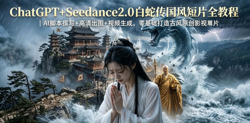 ChatGPT+Seedance2.0白蛇传国风短片全教程｜AI脚本撰写+高清出图+视频生成，零基础打造古风原创影视短片-shxbox省心宝盒