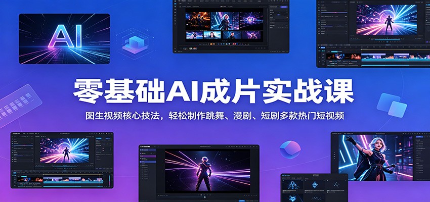 零基础AI成片实战课：图生视频核心技法，轻松制作跳舞、漫剧、短剧多款热门短视频-shxbox省心宝盒
