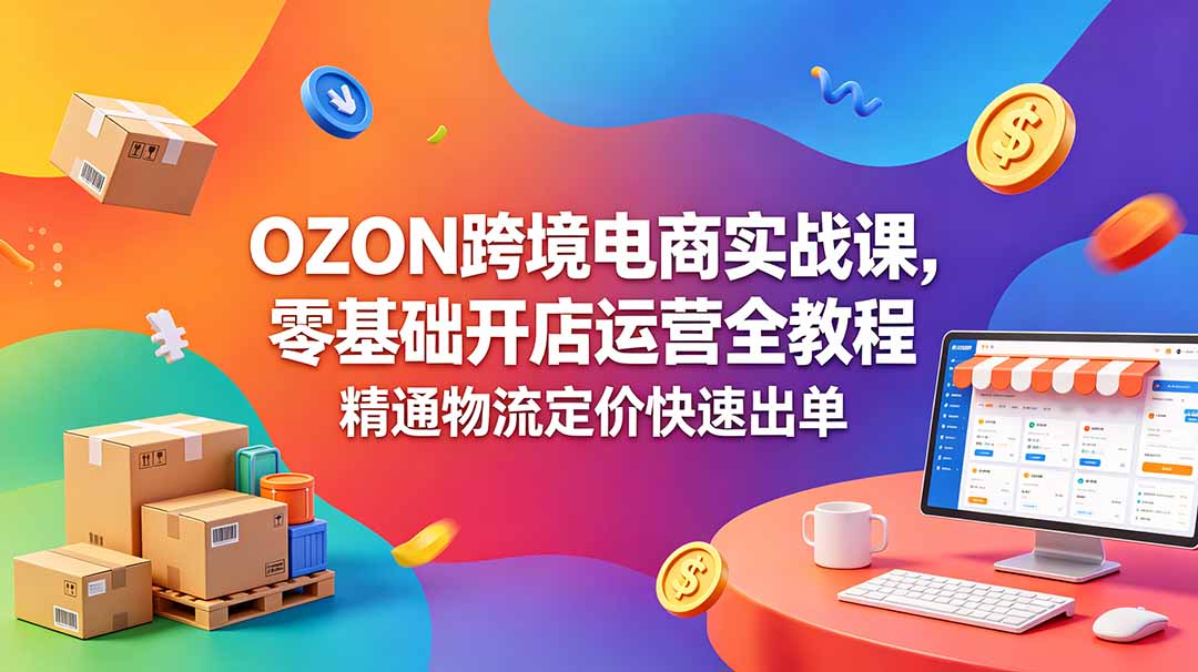 OZON 跨境电商实战课，零基础开店运营全教程，精通物流定价快速出单-shxbox省心宝盒