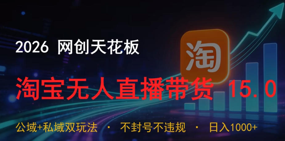 2026网创天花板，淘宝无人直播带货15.0，公域+私域双玩法，日入1k+，不违规不封号【揭秘】-shxbox省心宝盒