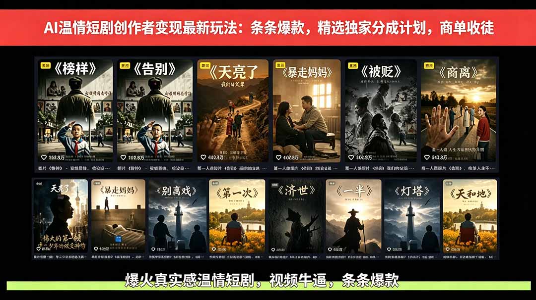 AI温情短剧创作者变现最新玩法：视频牛逼，条条爆款，精选独家分成计划，商单收徒-shxbox省心宝盒