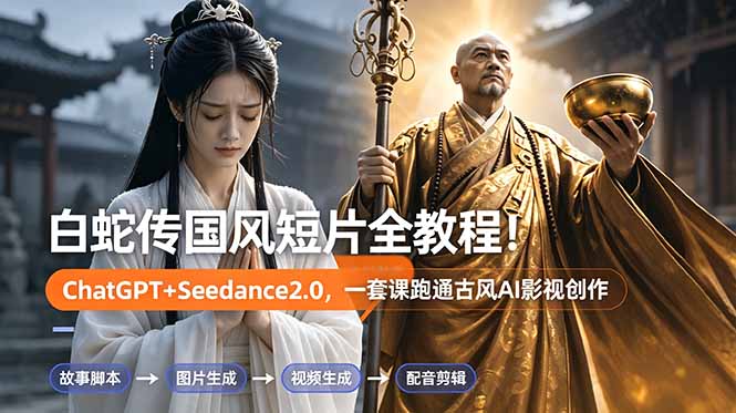 白蛇传-国风短片全教程！ChatGPT+Seedance2.0，一套课跑通古风AI影视创作-shxbox省心宝盒