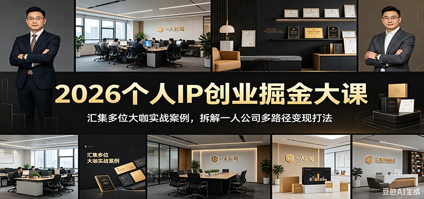 2026个人IP创业掘金大课：汇集多位大咖实战案例，拆解一人公司多路径变现打法-shxbox省心宝盒