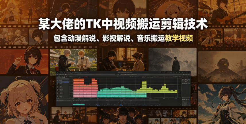 某大佬的TK中视频搬运剪辑技术，包含动漫解说、影视解说、音乐搬运教学视频-shxbox省心宝盒