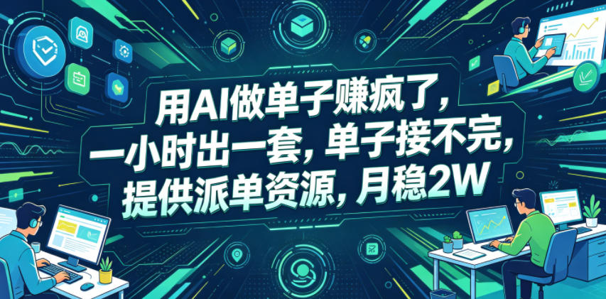 用AI做单子賺疯了，一小时出一套，单子接不完，提供派单资源，月稳2W【揭秘】-shxbox省心宝盒