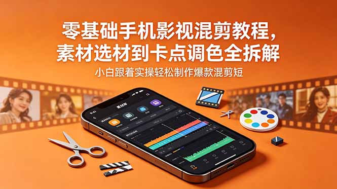 零基础手机影视混剪教程，素材选材到卡点调色全拆解，小白跟着实操轻松制作爆款混剪短片-shxbox省心宝盒
