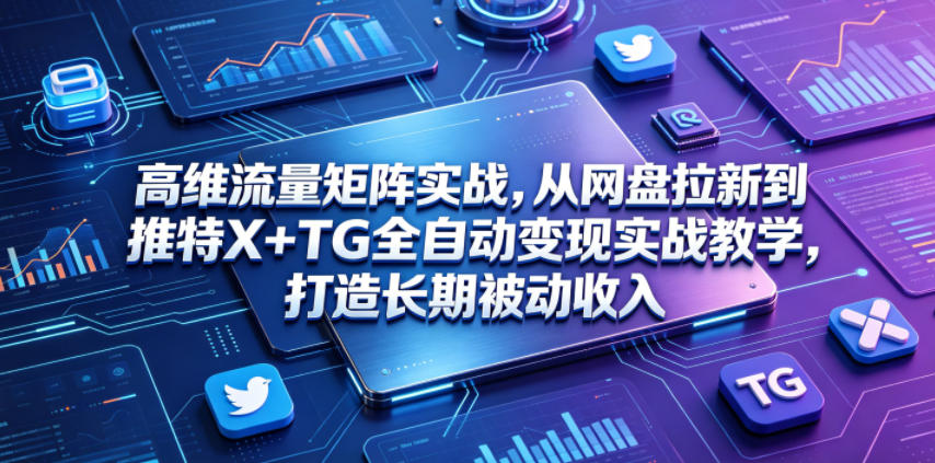高维流量矩阵实战，从网盘拉新到推特X+TG全自动变现实战教学，打造长期被动收入-shxbox省心宝盒