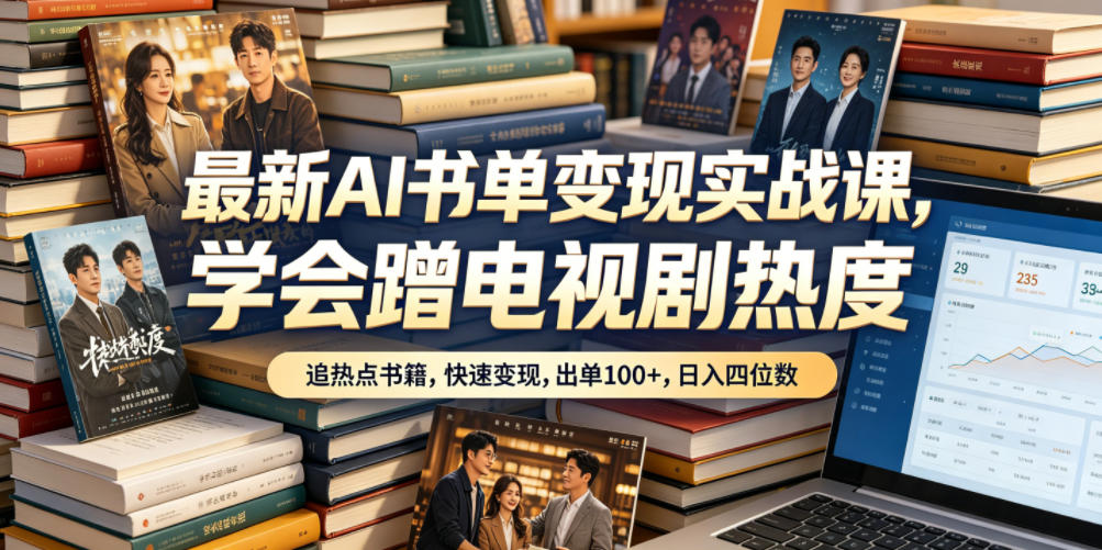 最新AI书单变现实战课，学会蹭电视剧热度，追热点书籍，快速变现，出单100+，日入四位数-shxbox省心宝盒