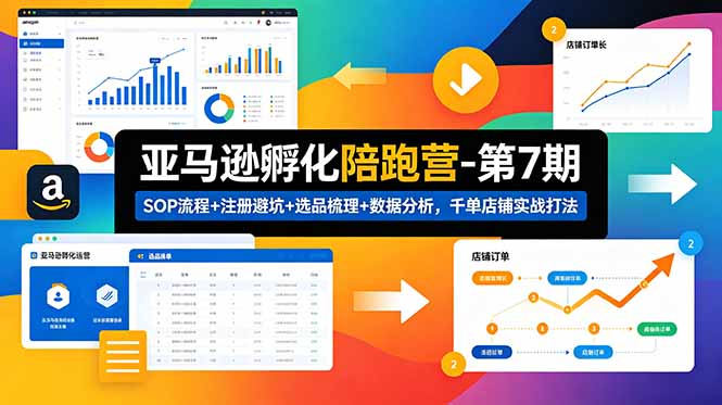 亚马逊孵化陪跑营-第7期：SOP流程+注册避坑+选品梳理+数据分析，千单店铺实战打法-shxbox省心宝盒