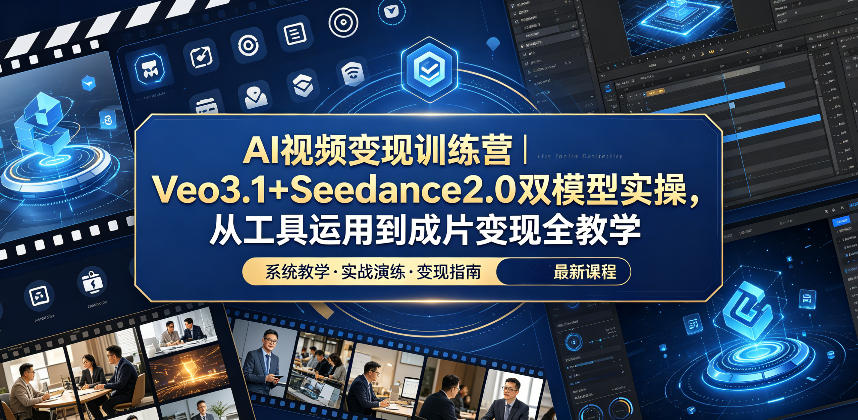 AI视频变现训练营｜Veo3.1+Seedance2.0双模型实操，从工具运用到成片变现全教学-shxbox省心宝盒