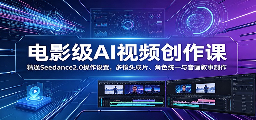 电影级AI视频创作课：精通Seedance2.0操作设置，多镜头成片、角色统一与音画叙事制作-shxbox省心宝盒