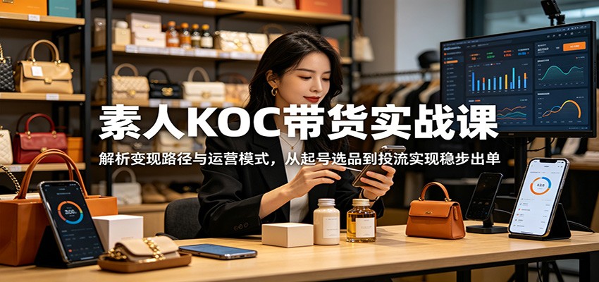 素人KOC带货实战课：解析变现路径与运营模式，从起号选品到投流实现稳步出单-shxbox省心宝盒