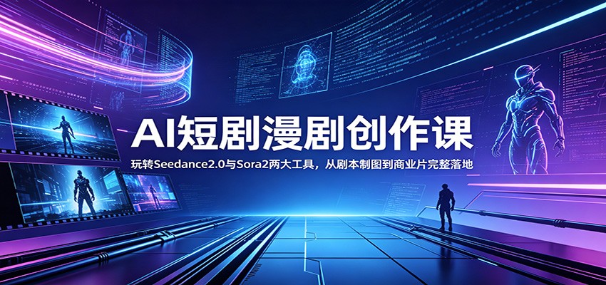 AI短剧漫剧创作课：玩转Seedance2.0与 Sora2两大工具，从剧本制图到商业片完整落地-shxbox省心宝盒