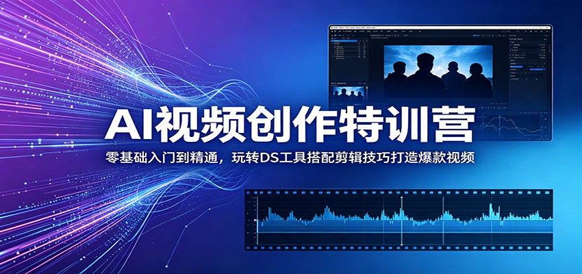 AI视频创作特训营：零基础入门到精通，玩转DS工具搭配剪辑技巧打造爆款视频-shxbox省心宝盒