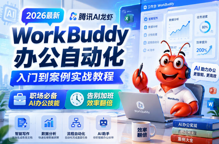2026最新腾讯AI龙虾WorkBuddy办公自动化入门到案例实战教程，职场必备AI办公技能，告别加班，效率翻倍-shxbox省心宝盒