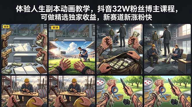 体验人生副本动画教学， 抖音32W粉丝博主课程，可做精选独家收益，新赛道新涨粉快-shxbox省心宝盒