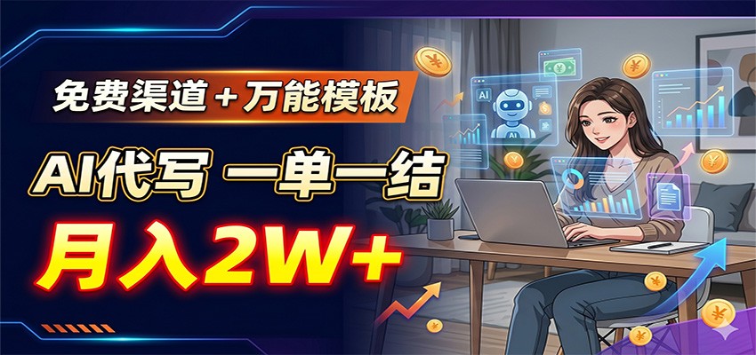 免费渠道+万能模板，AI代写一单一结，月入2W+-shxbox省心宝盒