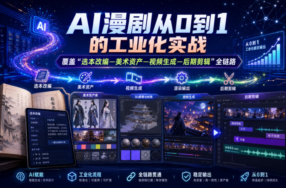 AI漫剧从0到1的工业化实战，覆盖“选本改编—美术资产—视频生成—后期剪辑”全链路(更新6月)-shxbox省心宝盒