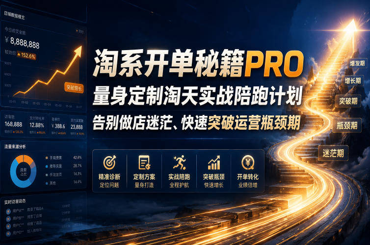 淘系开单秘籍PRO，量身定制淘天实战陪跑计划，告别做店迷茫、快速突破运营瓶颈期(2026年6月11)-shxbox省心宝盒
