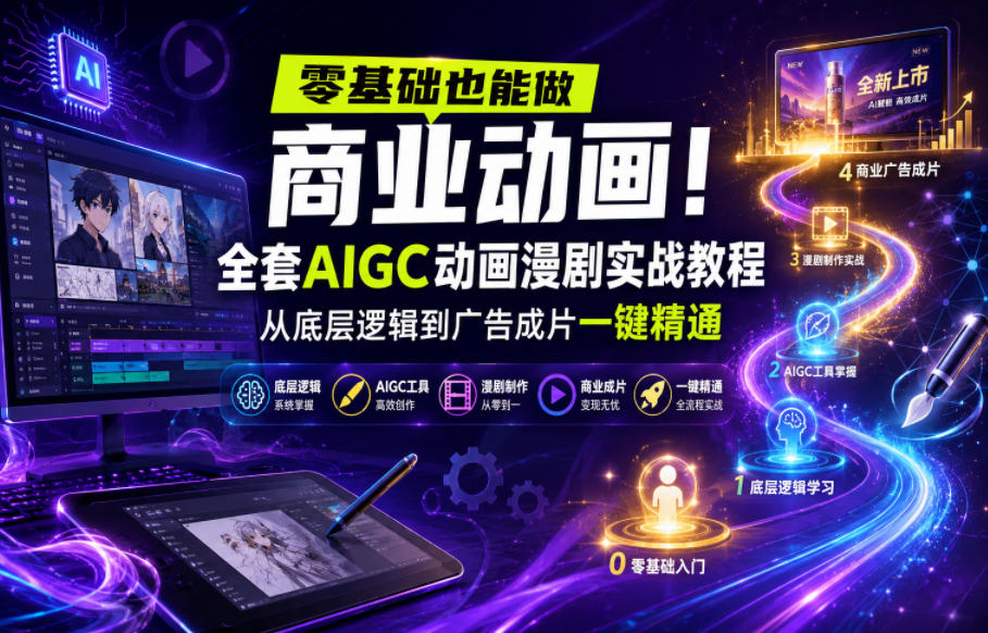 零基础也能做商业动画！全套AIGC动画漫剧实战教程，从底层逻辑到广告成片一键精通-shxbox省心宝盒