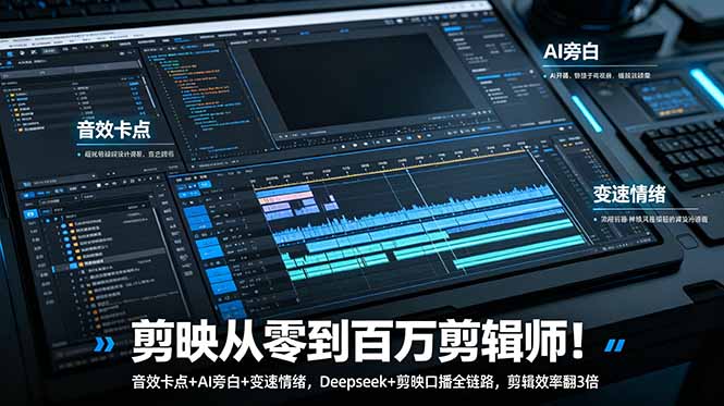 剪映从零到百万剪辑师！音效卡点+AI旁白+变速情绪，Deepseek+剪映口播全链路，剪辑效率翻3倍-shxbox省心宝盒
