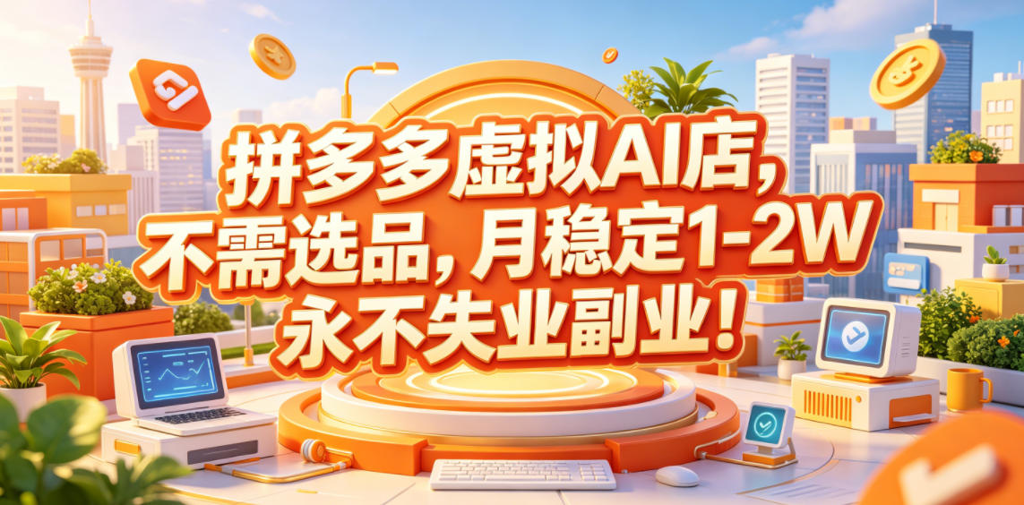 拼多多虚拟AI店，不需选品，月稳定1-2W，永不失业副业！【揭秘】-shxbox省心宝盒