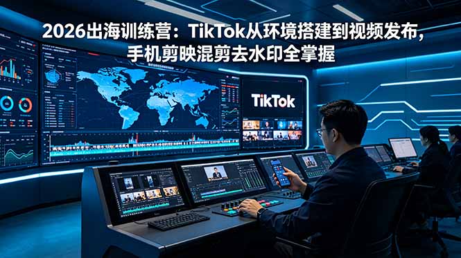 2026出海训练营：TikTok从环境搭建到视频发布，手机剪映混剪去水印全掌握-shxbox省心宝盒