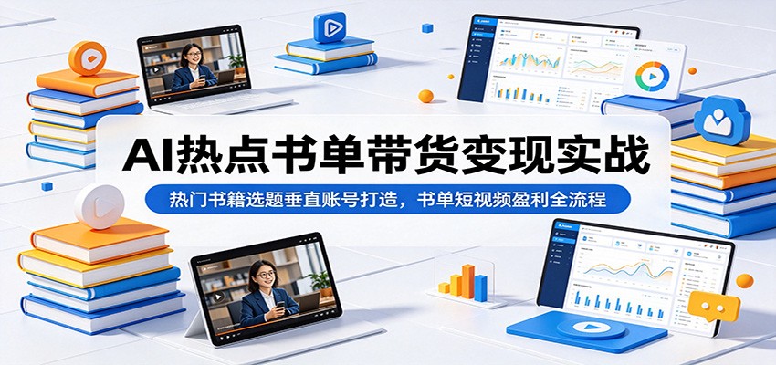 AI热点书单带货变现实战：热门书籍选题垂直账号打造，书单短视频盈利全流程-shxbox省心宝盒