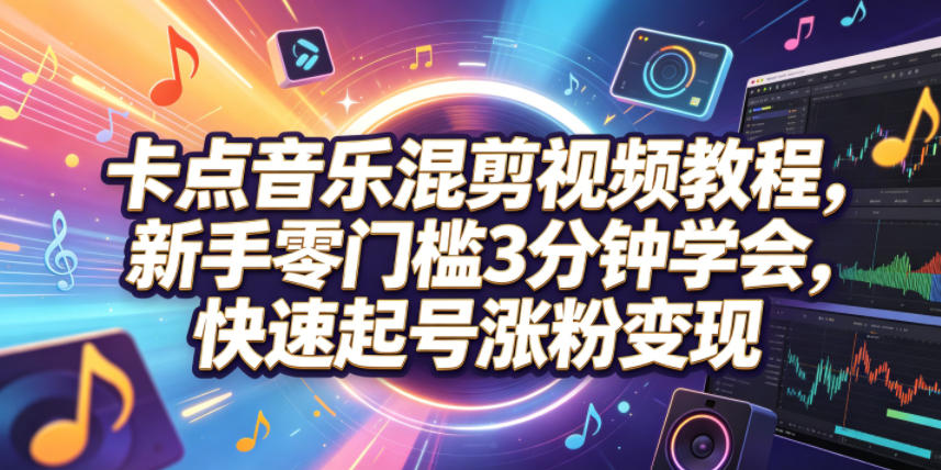 卡点音乐混剪视频教程，新手零门槛3分钟学会，快速起号涨粉变现-shxbox省心宝盒