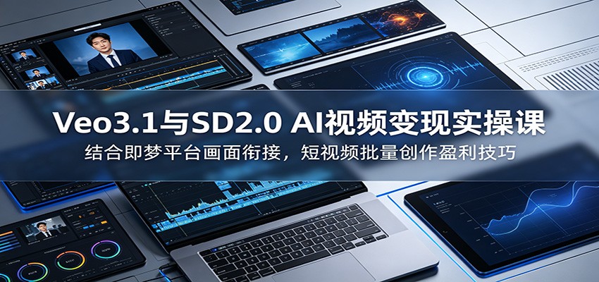 Veo3.1与SD2.0 AI视频变现实操课课：结合即梦平台画面衔接，短视频批量创作盈利技巧-shxbox省心宝盒