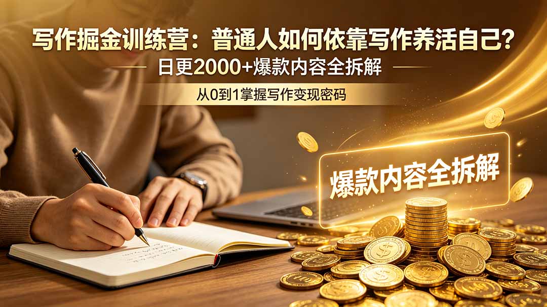 写作掘金训练营：普通人如何依靠写作养活自己？日更2000+爆款内容全拆解-shxbox省心宝盒